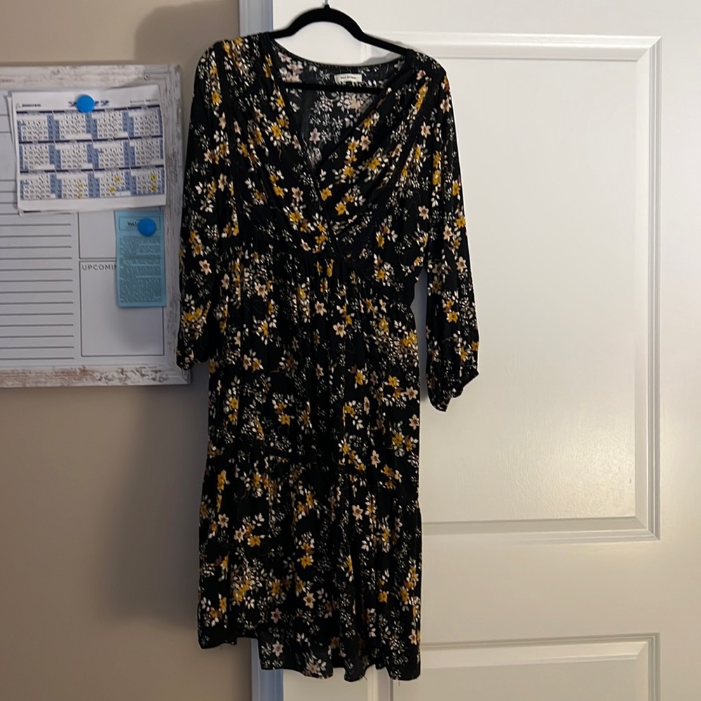 Black and yellow flower sundress